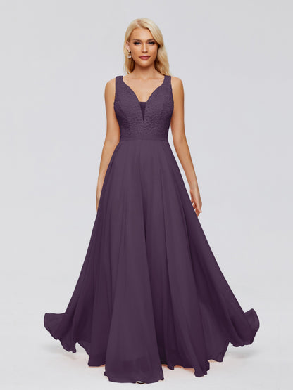 Eliza V Neck Straps Chiffon Bridesmaid Dresses