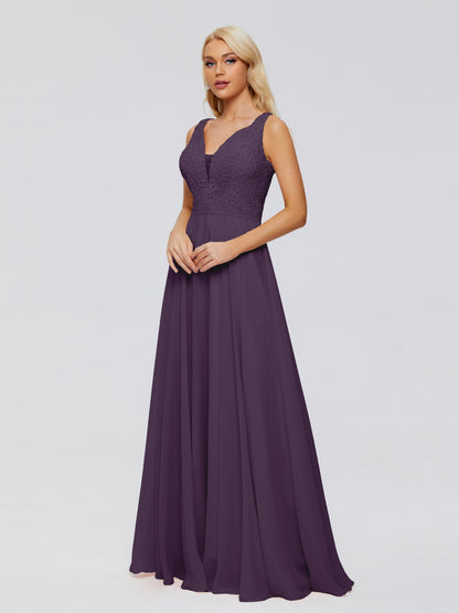 Eliza V Neck Straps Chiffon Bridesmaid Dresses