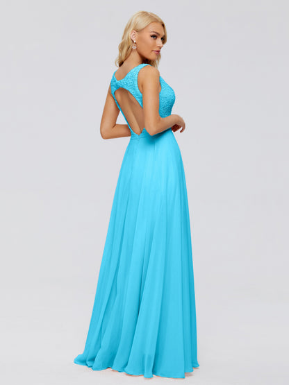 Eliza V Neck Straps Chiffon Bridesmaid Dresses