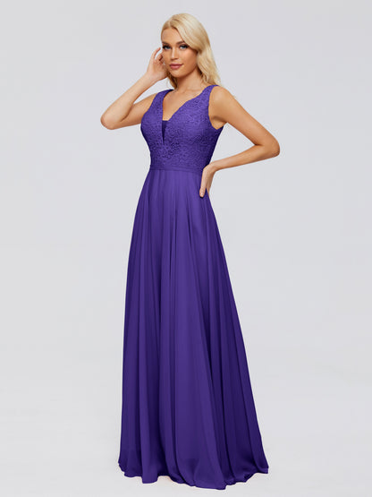 Eliza V Neck Straps Chiffon Bridesmaid Dresses