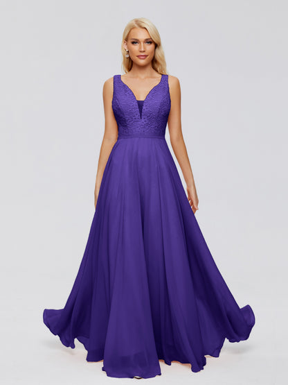 Eliza V Neck Straps Chiffon Bridesmaid Dresses