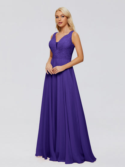 Eliza V Neck Straps Chiffon Bridesmaid Dresses