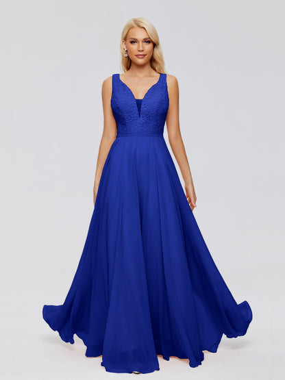 Eliza V Neck Straps Chiffon Bridesmaid Dresses