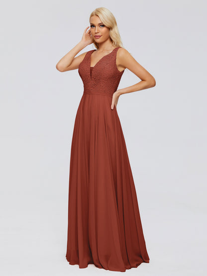 Eliza V Neck Straps Chiffon Bridesmaid Dresses