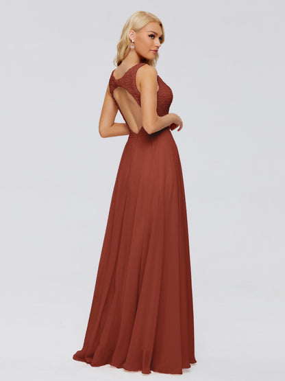 Eliza V Neck Straps Chiffon Bridesmaid Dresses