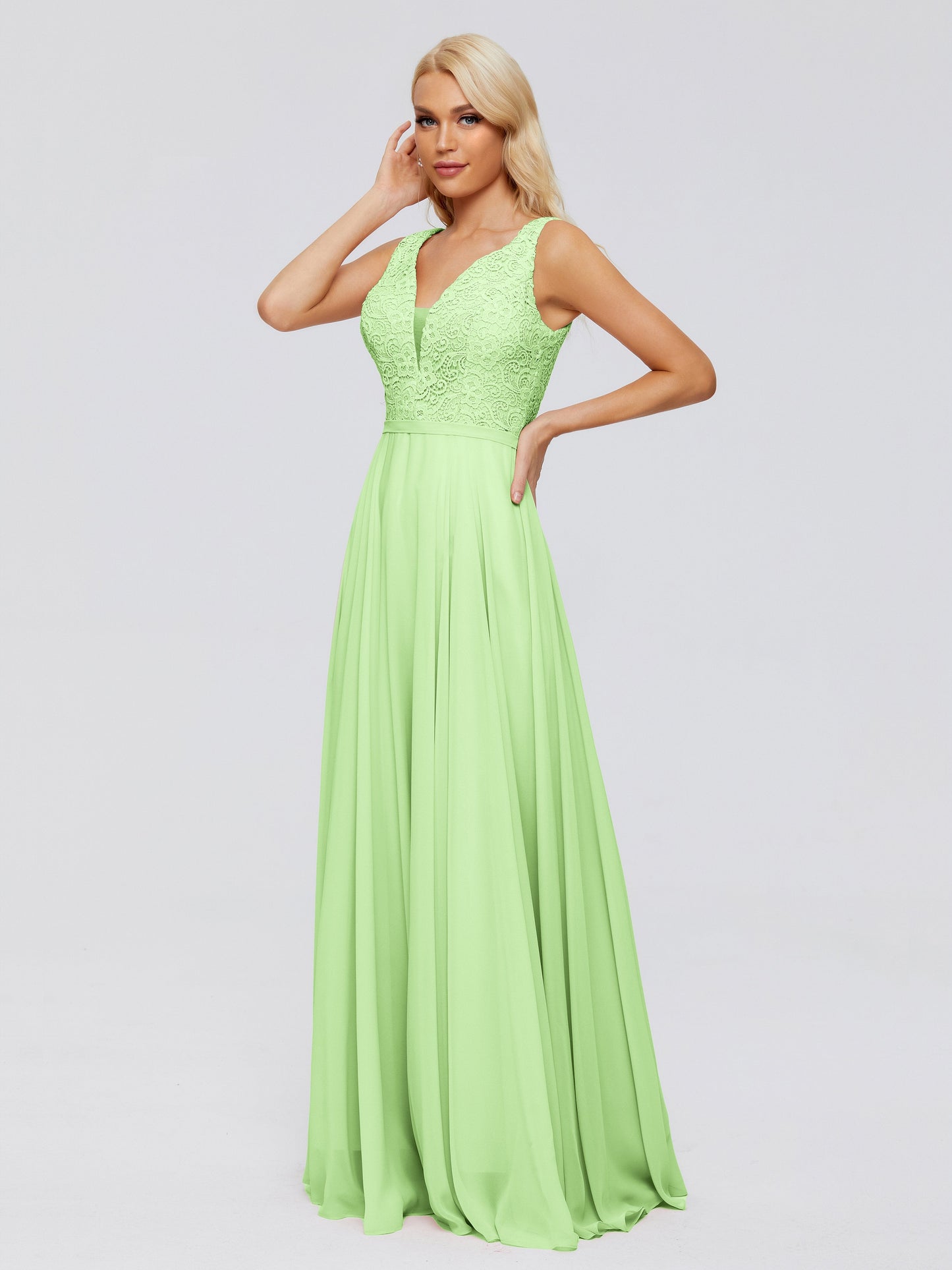 Eliza V Neck Straps Chiffon Bridesmaid Dresses