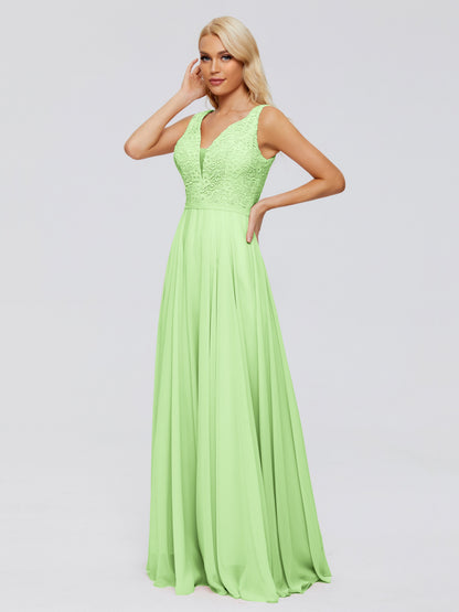 Eliza V Neck Straps Chiffon Bridesmaid Dresses