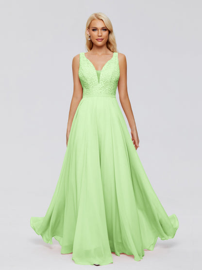 Eliza V Neck Straps Chiffon Bridesmaid Dresses