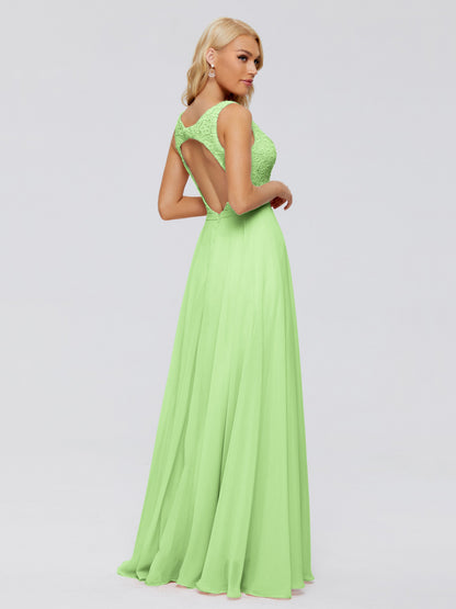 Eliza V Neck Straps Chiffon Bridesmaid Dresses
