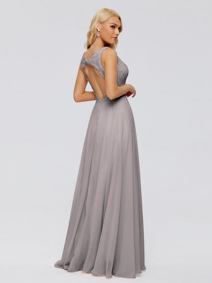 Eliza V Neck Straps Chiffon Bridesmaid Dresses