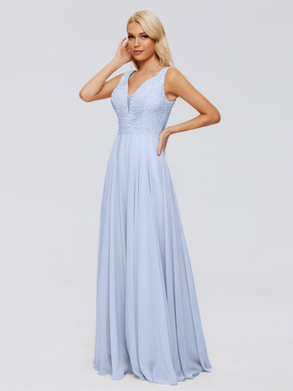 Eliza V Neck Straps Chiffon Bridesmaid Dresses