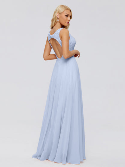 Eliza V Neck Straps Chiffon Bridesmaid Dresses