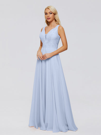 Eliza V Neck Straps Chiffon Bridesmaid Dresses