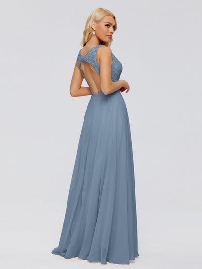 Eliza V Neck Straps Chiffon Bridesmaid Dresses