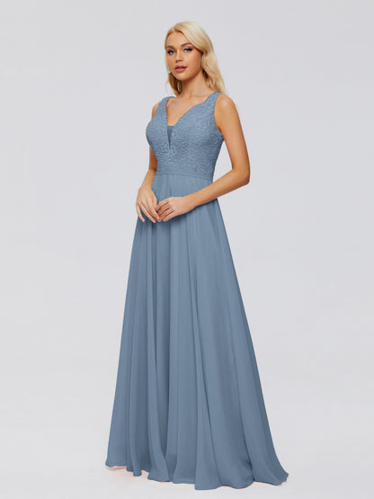 Eliza V Neck Straps Chiffon Bridesmaid Dresses
