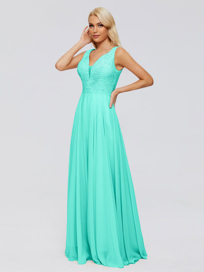 Eliza V Neck Straps Chiffon Bridesmaid Dresses