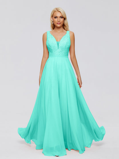 Eliza V Neck Straps Chiffon Bridesmaid Dresses