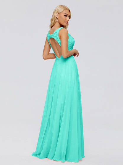 Eliza V Neck Straps Chiffon Bridesmaid Dresses