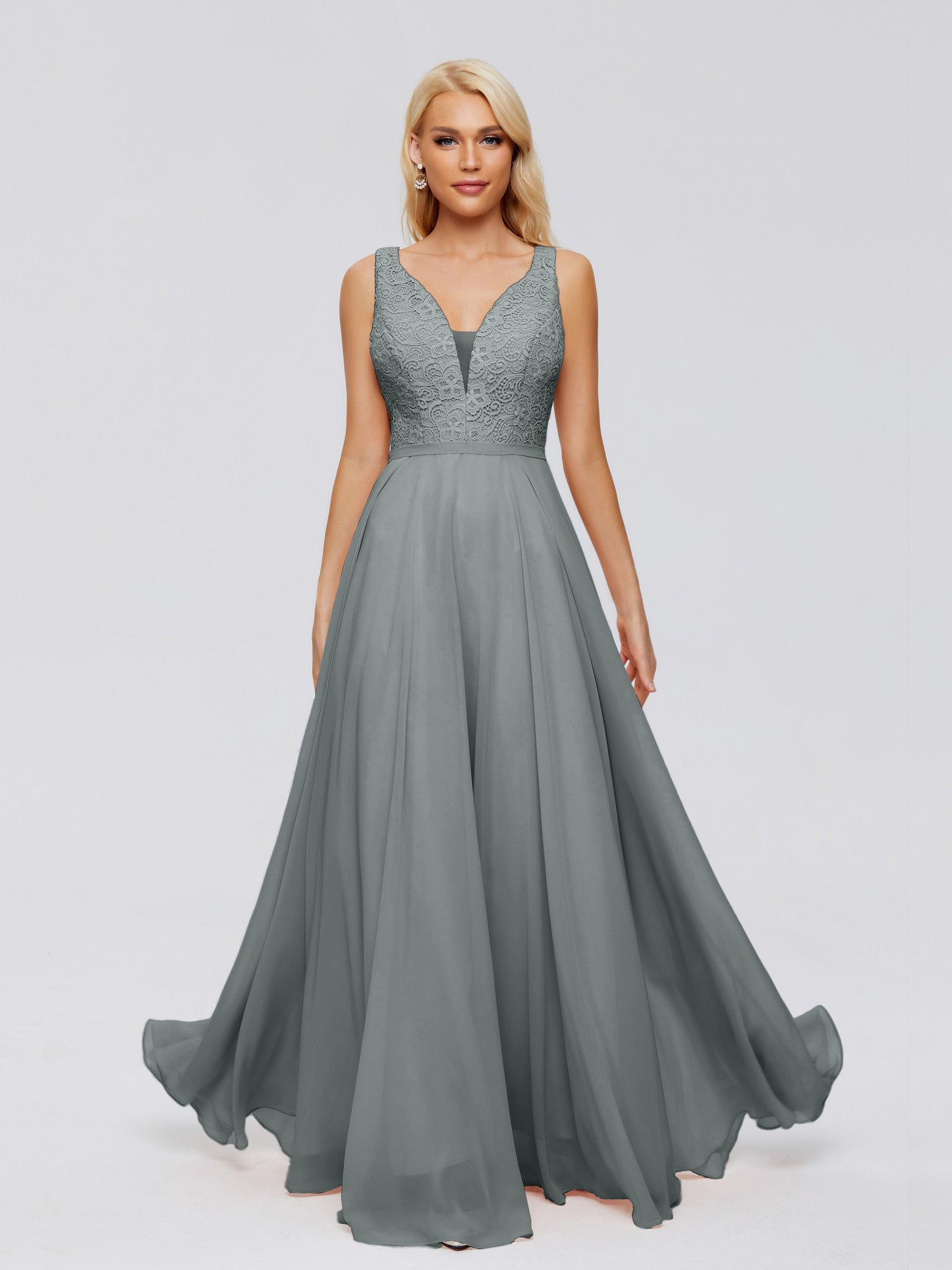 Eliza V Neck Straps Chiffon Bridesmaid Dresses
