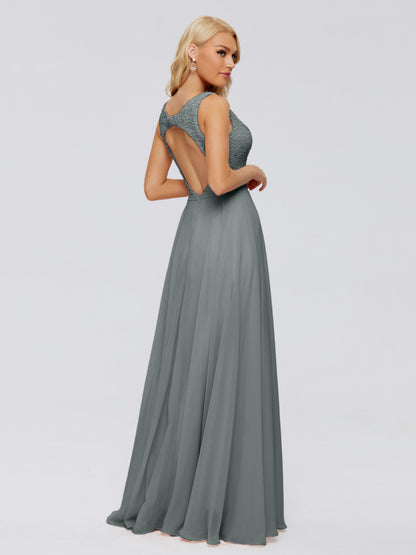 Eliza V Neck Straps Chiffon Bridesmaid Dresses