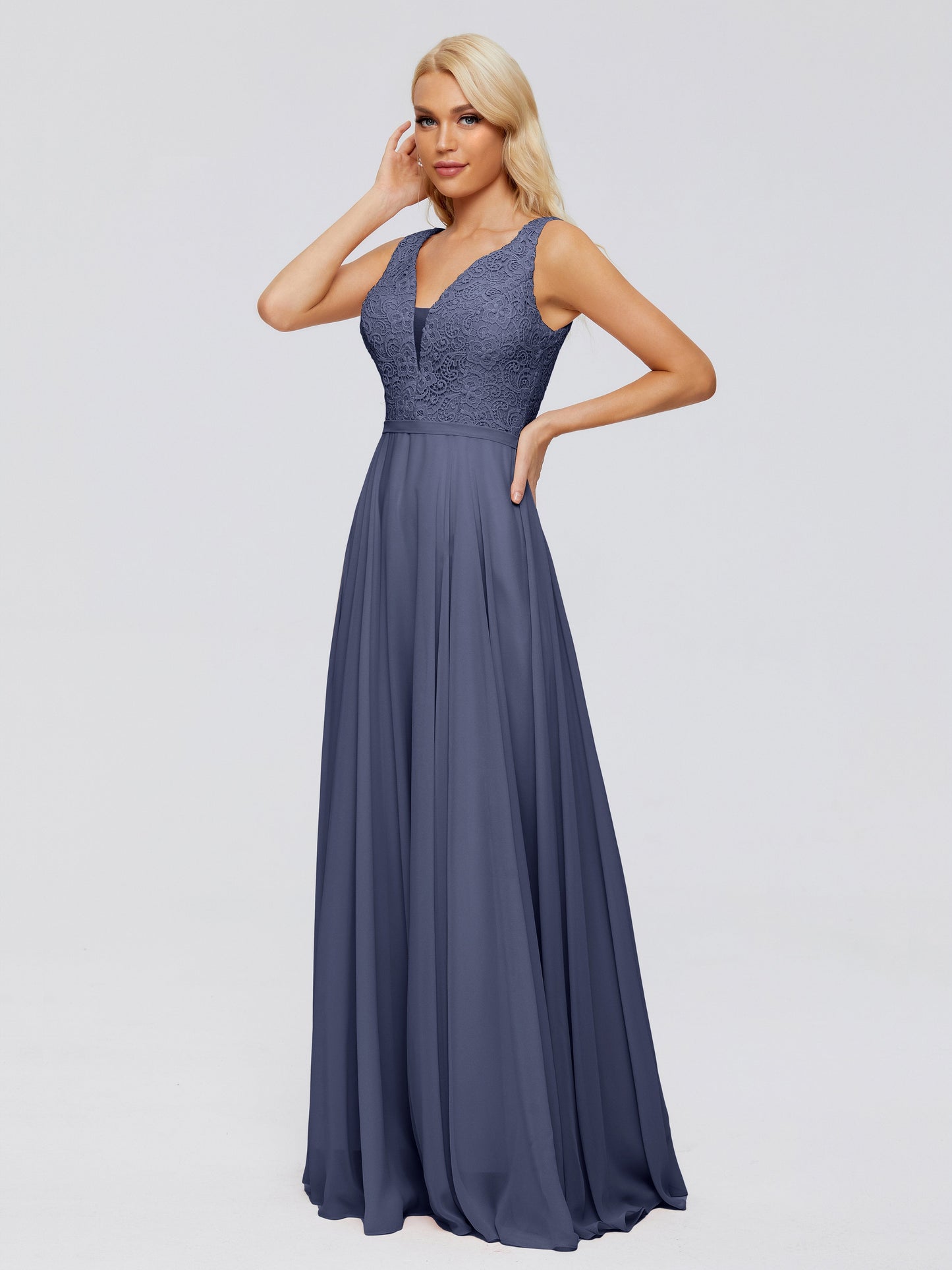 Eliza V Neck Straps Chiffon Bridesmaid Dresses