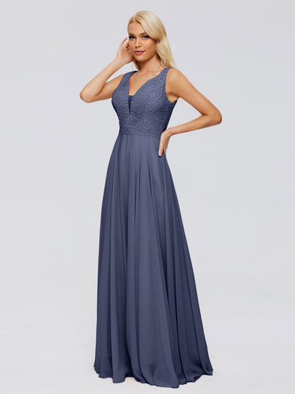 Eliza V Neck Straps Chiffon Bridesmaid Dresses