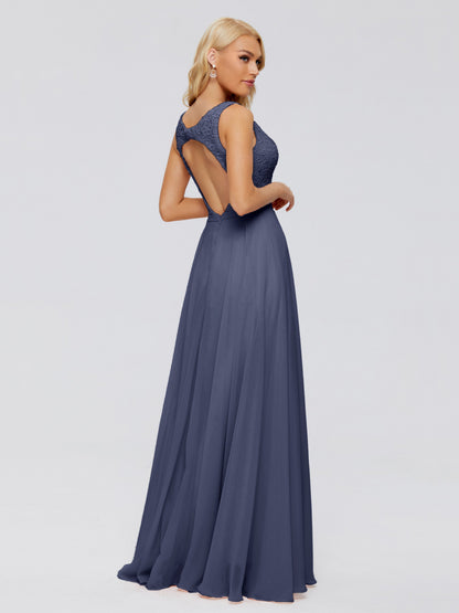 Eliza V Neck Straps Chiffon Bridesmaid Dresses