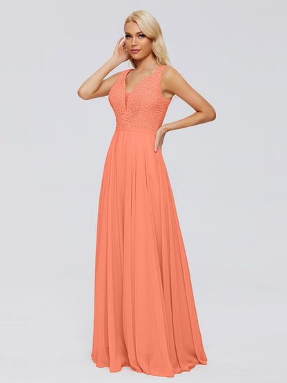 Eliza V Neck Straps Chiffon Bridesmaid Dresses