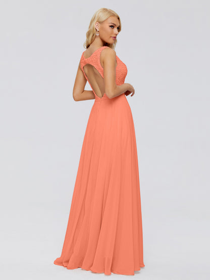 Eliza V Neck Straps Chiffon Bridesmaid Dresses