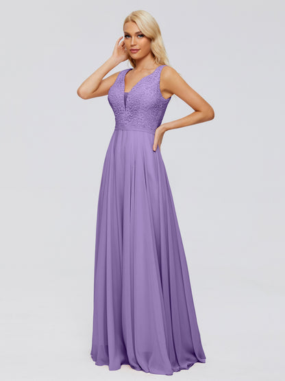 Eliza V Neck Straps Chiffon Bridesmaid Dresses