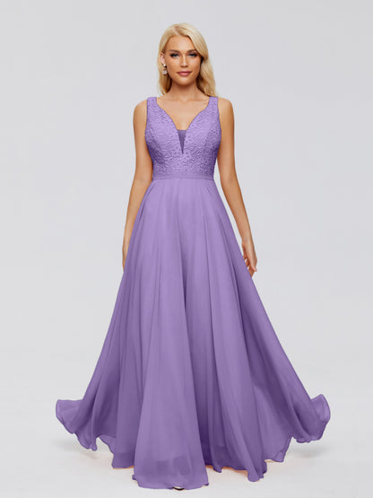 Eliza V Neck Straps Chiffon Bridesmaid Dresses