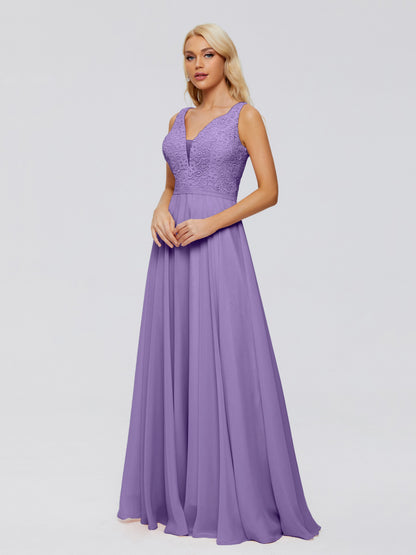 Eliza V Neck Straps Chiffon Bridesmaid Dresses