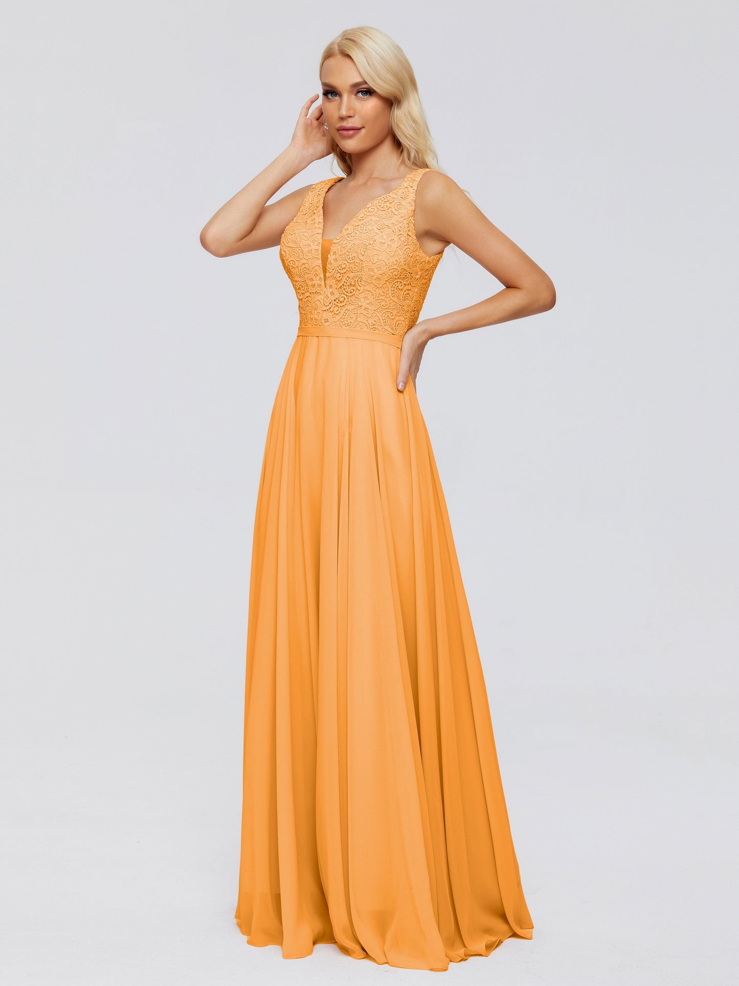 Eliza V Neck Straps Chiffon Bridesmaid Dresses