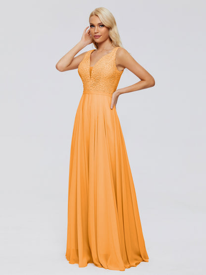 Eliza V Neck Straps Chiffon Bridesmaid Dresses