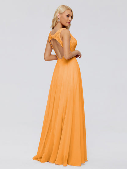 Eliza V Neck Straps Chiffon Bridesmaid Dresses