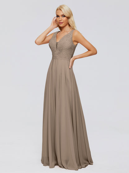 Eliza V Neck Straps Chiffon Bridesmaid Dresses