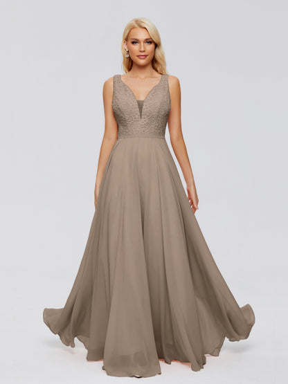 Eliza V Neck Straps Chiffon Bridesmaid Dresses