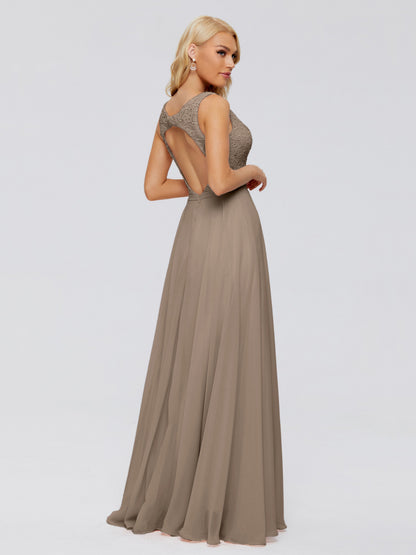 Eliza V Neck Straps Chiffon Bridesmaid Dresses