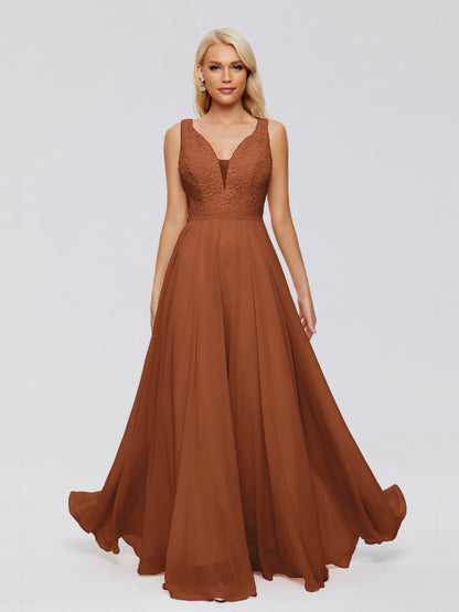 Eliza V Neck Straps Chiffon Bridesmaid Dresses