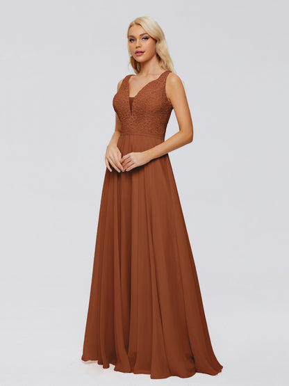 Eliza V Neck Straps Chiffon Bridesmaid Dresses