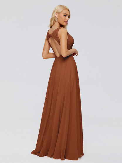 Eliza V Neck Straps Chiffon Bridesmaid Dresses