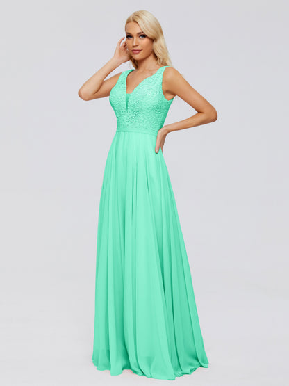 Eliza V Neck Straps Chiffon Bridesmaid Dresses