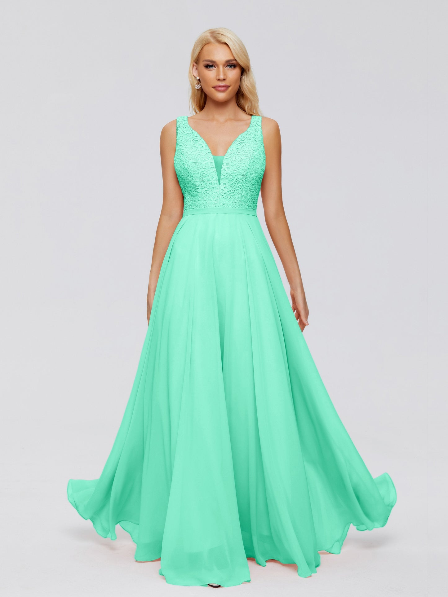 Eliza V Neck Straps Chiffon Bridesmaid Dresses