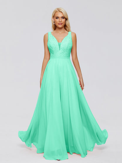 Eliza V Neck Straps Chiffon Bridesmaid Dresses