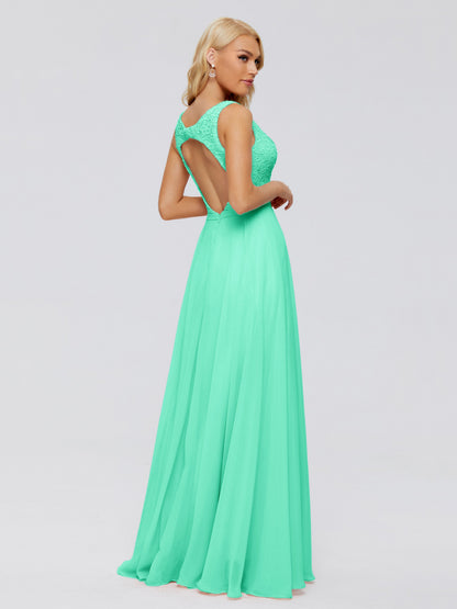 Eliza V Neck Straps Chiffon Bridesmaid Dresses