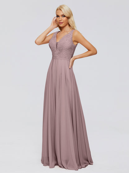 Eliza V Neck Straps Chiffon Bridesmaid Dresses