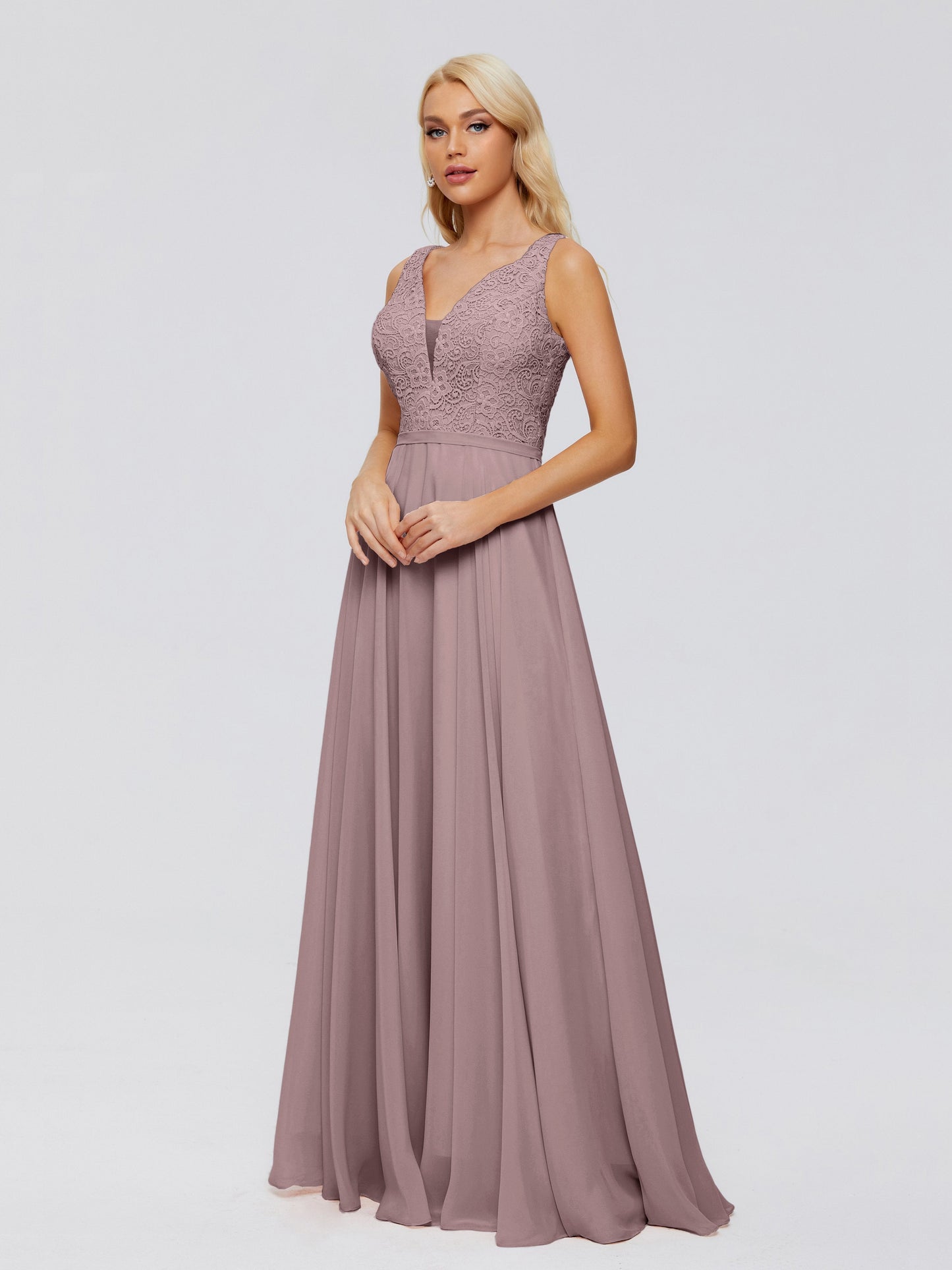 Eliza V Neck Straps Chiffon Bridesmaid Dresses