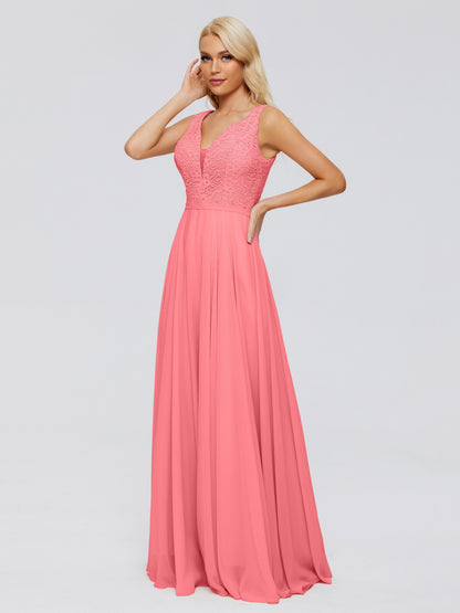 Eliza V Neck Straps Chiffon Bridesmaid Dresses