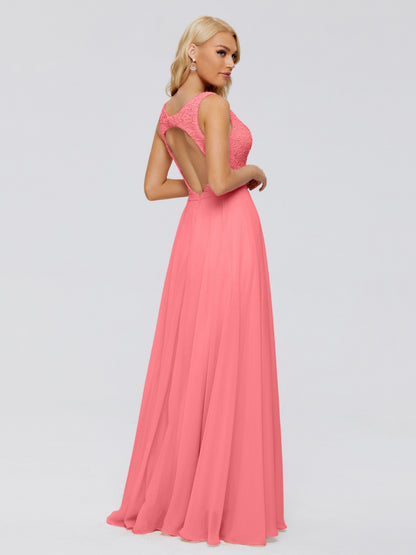 Eliza V Neck Straps Chiffon Bridesmaid Dresses