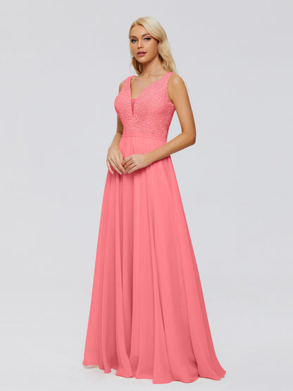 Eliza V Neck Straps Chiffon Bridesmaid Dresses